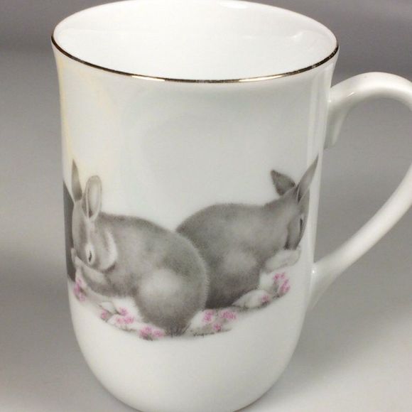 Bunny Rabbit coffee mug Vintage Otagiri porcelain cup OMC Easter - Picture 3 of 10